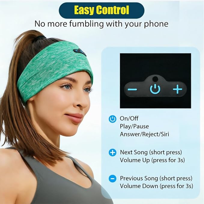 BORAYDA 2-Pack Bluetooth Headband, 18 Hours Play Time, HD Stereo, Built-in - Image 3