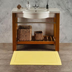 Hawmam Linen Yellow Bath Mats, 21 x 34 inches, Banded Design, Highly Absorbent - Image 2