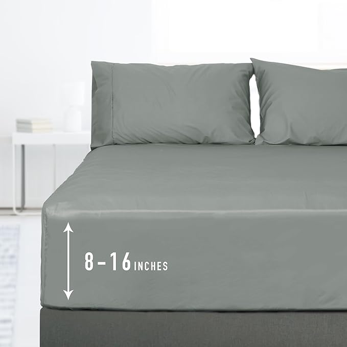 Sunflower Full Fitted Sheet, 1-Piece Deep Pocket Fitted Bottom Sheet 16" by SunflowerHometexUS