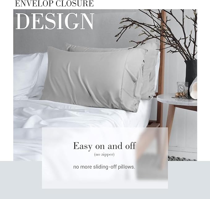 WishSmile Cooling King Pillowcases Set of 2 Breathable Cool Silky Soft Rayon - Image 5