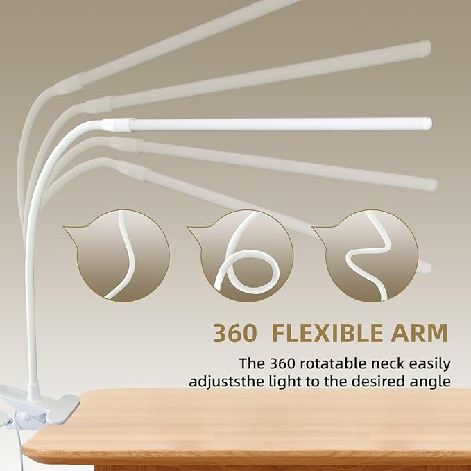 Desk Lamp with Clamp, Long Flexible Arm Clip on Lamp - Image 5