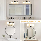 Black Globe Bathroom Light Fixtures 3-Light Vanity Light - Image 6