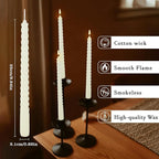 WPONSZU 10 Inch Ivory Spiral Taper Candle Set of 12 Pack Unscented Dripless - Image 7