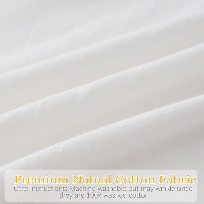 Shabby Off White Ruffle Pillow Shams Standard Size Set of 2, Washed Cotton - Image 6