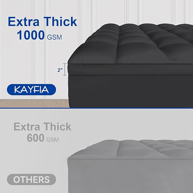 KAYFIA TwinXL Mattress Topper, Extra Thick Mattress Pad Cover - Image 2