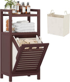 Homykic Tilt Out Laundry Hamper Cabinet, 10 Gal Bamboo Laundry Cabinet by Homykic