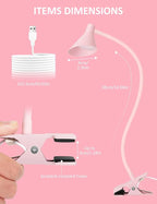 Clip on Light USB Reading Light, Eye Care Dimmable Reading Lamp Flexible Goose - Image 6