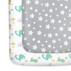Pack and Play Sheets, 2 Pack Mini Crib Sheets, Stretchy Playard Fitted Sheet by Moonsea