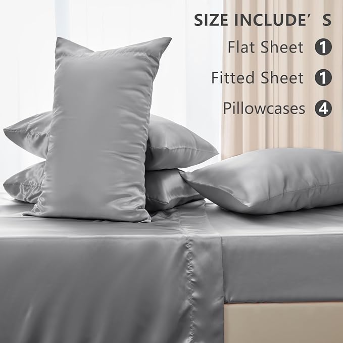 CozyLux Satin Sheets King Size Sheet Set - Image 6