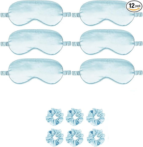 12Pcs Silk Sleep Masks Satin Eye Mask Silky Eyes Cover Blindfold Eyeshade Hair by WJingYiJia