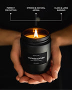 Craft & Kin Premium Vintage Leather Candle | Black Scented Candles - Image 3