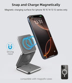 Foldable Magnetic Wireless Charger, KU XIU X40 Aluminum Alloy 3 in 1 Charging - Image 3