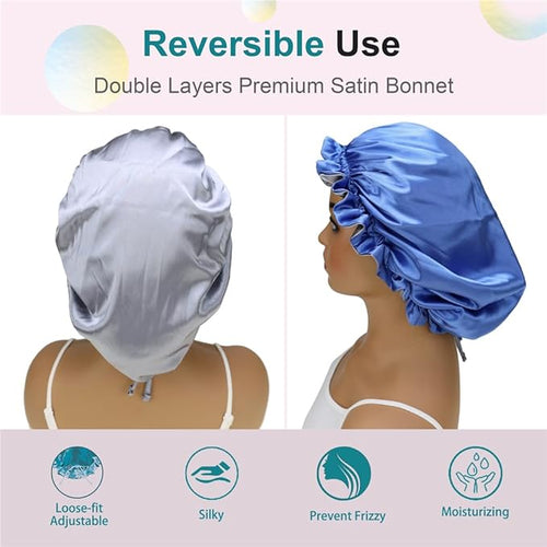 Adjustable Silk Satin Bonnet Hair Care Caps - Image 2