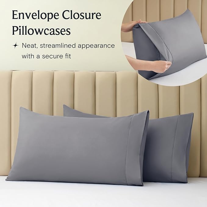 LuxClub 4 PC California King Size Sheet Set Bed Sheets Deep Pockets 18" Wrinkle - Image 5