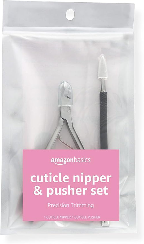 Amazon Basics Cuticle Nipper and Pusher Set, Manicure and Pedicure Nail Care by AmazonBasics