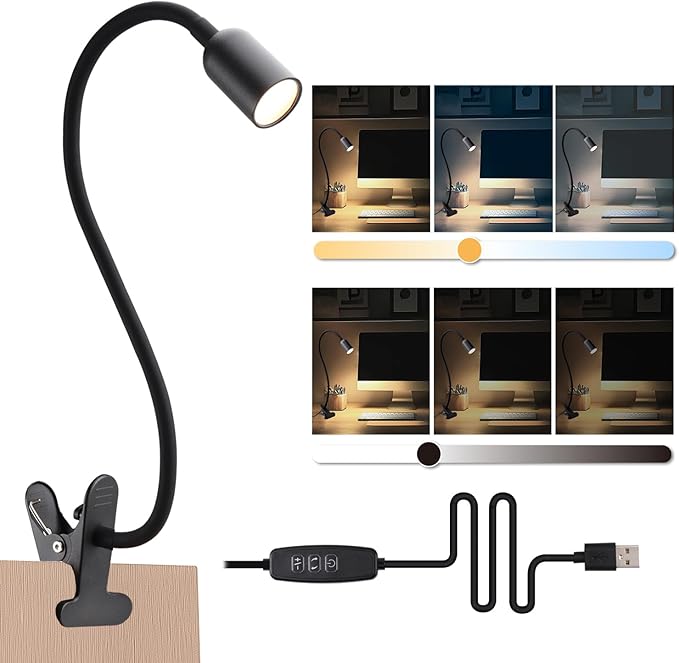 LED Reading Light for Bed Headboard – Dimmable Clip-On Book Light by DAMI