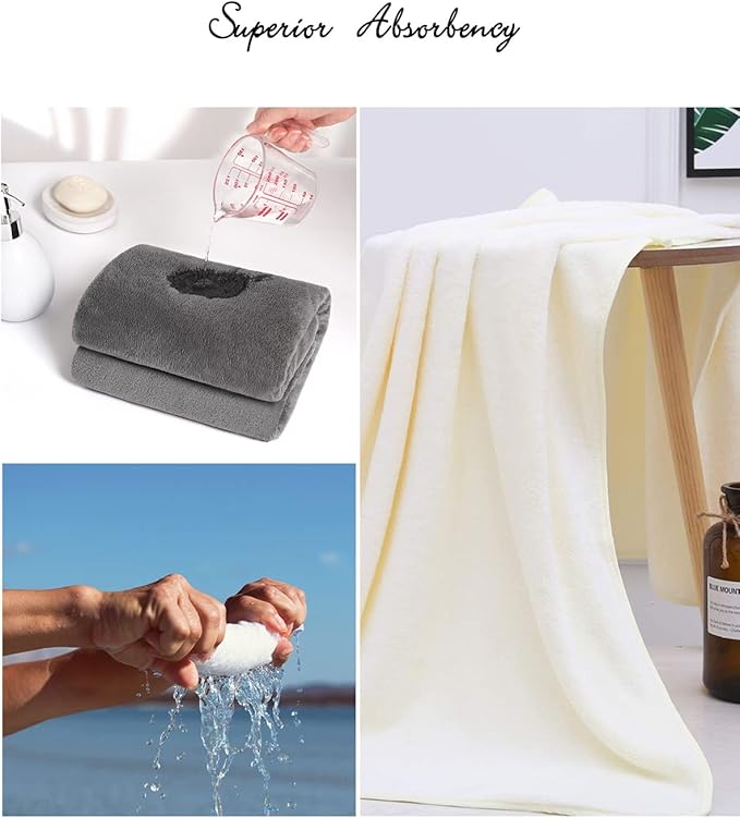 Lumimi Towel Set of 6 Very Soft Microfiber 3 Bath and 3 Hand Towels Quick Dry - Image 3