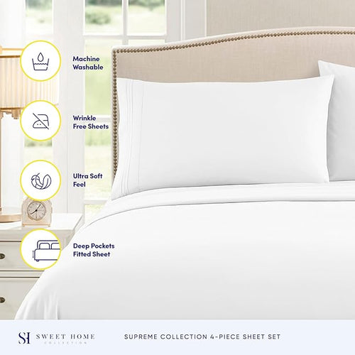 1800 Thread Count Sheet Set – Soft Egyptian Quality Brushed Microfiber Sheets – - Image 2
