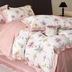 MKXI Garden Floral Duvet Cover Pink Princess Bedding White Aesthetic Duvet - Image 9