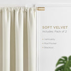 Joydeco White Velvet Curtains 90 Inches 2 Panels, Luxury Thermal Insulated Soft - Image 3