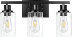 3-Light Vanity Light, Matte Black Bathroom Lighting Fixtures Over Mirror - Image 8