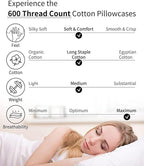 Warmstar Cotton Pillow Cases Standard Size Set of 2, 600 Thread Count - Image 4