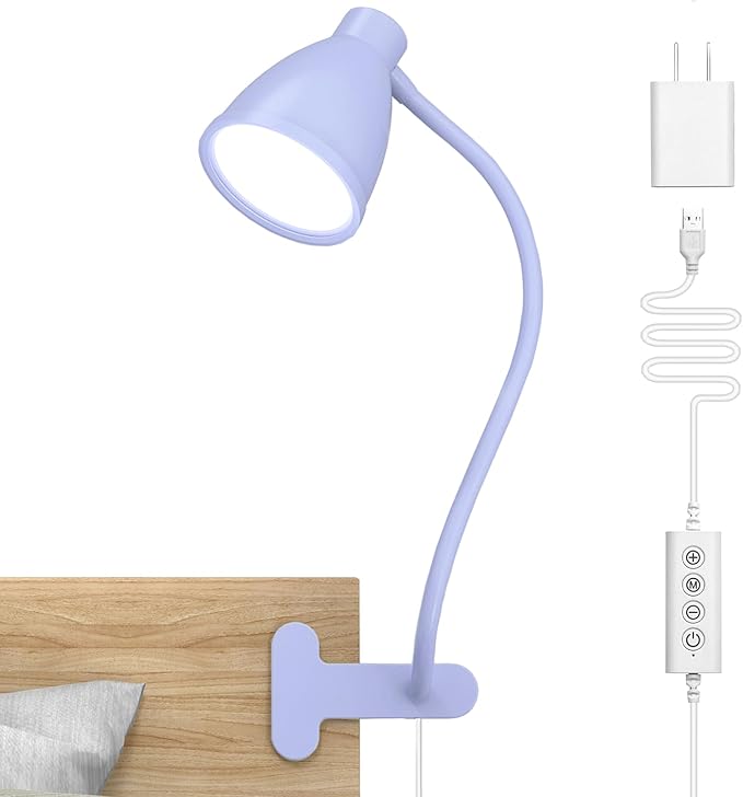 BOHON Desk Lamp with Clamp, 10W 38 LED Clip on Light, 5 Color 10 Brightness by BOHON