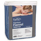 ForPro Premium Flannel 3-Piece Massage Sheet Set, Ocean Blue - Image 2