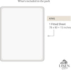 Linen Home 100% Cotton Percale Weave Fitted Sheet, King Size, Snow White - Image 6
