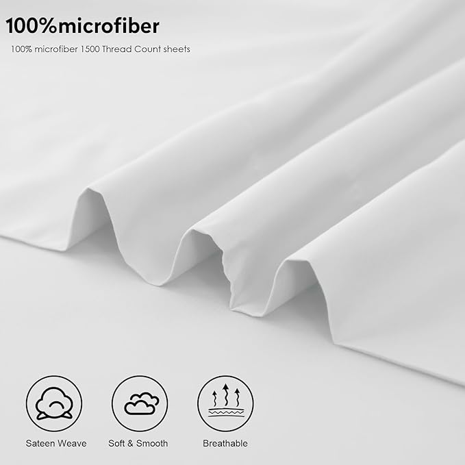Toodou White Twin Bed Top Sheet is Made of Soft Wrinkle Resistant Microfiber - Image 7