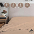 Linen Home 100% Cotton Percale Weave Fitted Sheet, Full Size, Brushed Rose - Image 3