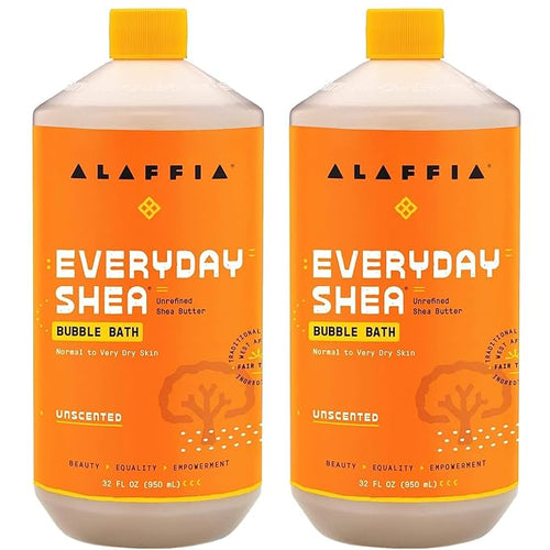 Alaffia Bubble Bath, Unscented 2-Pack – Long-Lasting Bubbles by Alaffia