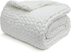 YnM Knitted Weighted Blanket, Hand Made Chunky Knit Weighted Throw Blanket by YNM