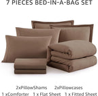 WRENSONGE King Size Comforter Sets, 7 Pieces Soft Brown Bed in a Bag King - Image 5