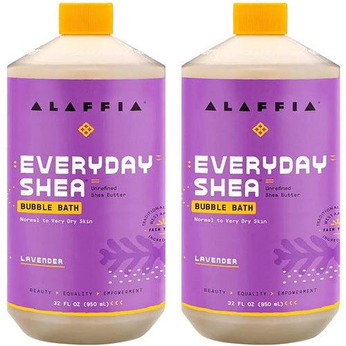 Alaffia Bubble Bath, Lavender 2-Pack – Long-Lasting Bubbles by Alaffia