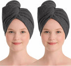 100% Turkish Cotton Hair Towel Wrap 2 Pack – Oeko-TEX Certified Quick Dry Turban by Seritaine