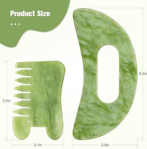 airogym Jade Stone Gua Sha Massage Tool Set Larger Guasha Board - Image 2
