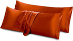 Aormenzy Satin Body Pillow Cover Set of 2, 20x54 Inches Burnt Orange Body by Aormenzy