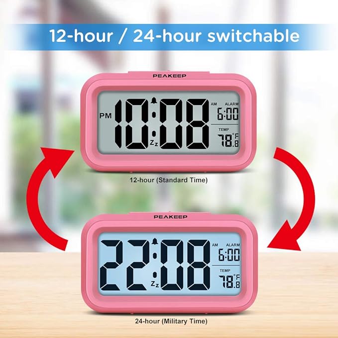 Peakeep Night Light Alarm Clock Battery Operated - Image 5