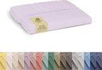 Linen Home 100% Cotton Percale Weave Fitted Sheet, Full Size, Iris Lilac by LINENHOME
