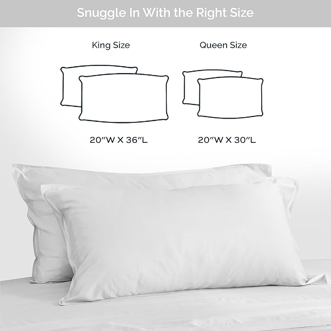 Pillow Cases Queen Size Set of 2 Pillowcases 100% Viscose from Bamboo Cooling - Image 6
