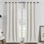 Joydeco White 100% Blackout Curtains 120 Inch 2 Panels, Luxury Thermal White by JOYDECO