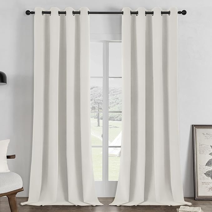 Joydeco White 100% Blackout Curtains 84 Inch 2 Panels, Luxury Thermal White by JOYDECO