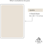 Linen Home 100% Cotton Percale Weave Fitted Sheet, Queen Size, Light Taupe - Image 6