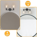 Espird Bathroom Vanity Light Black 2 Light Rustic Bathroom Vanity Lights Over - Image 3