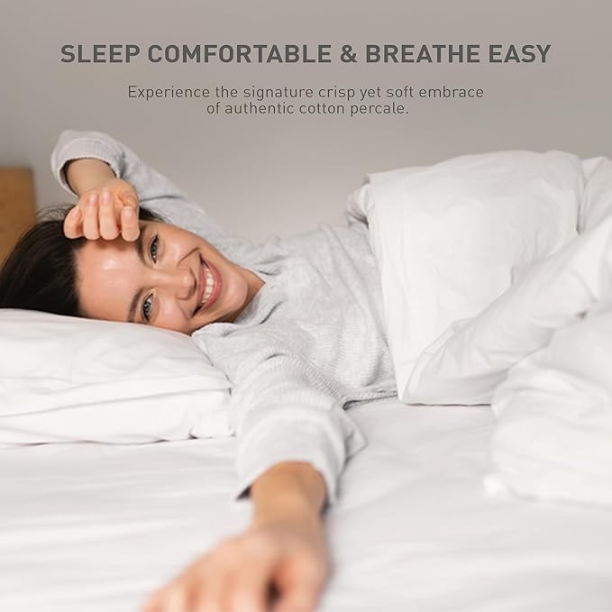 Queen Size Flat Sheet 2 Pack, 100% Cotton Percale Flat Bed Sheet, Breathable - Image 9