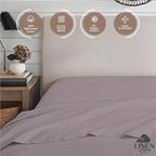 Linen Home 100% Cotton Percale Weave Fitted Sheet, Full Size, Prelude Purple - Image 3