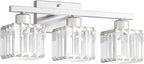 comzler 3-Light Bathroom Light Fixtures Over Mirror, Brushed Nickel Crystal - Image 9