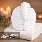 100% Turkish Cotton Hair Towel Wrap 2 Pack – Oeko-TEX Certified Quick Dry Turban - Image 5