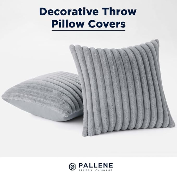 Pallene Faux Fur Plush Throw Pillow Covers 24x24 Set of 2, Luxury Soft Fluffy - Image 9